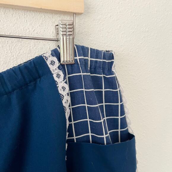 Vintage 70s Reversible Blue Peasant Skirt Midi Lace // Plus Size XXL 1X - Picture 3 of 6